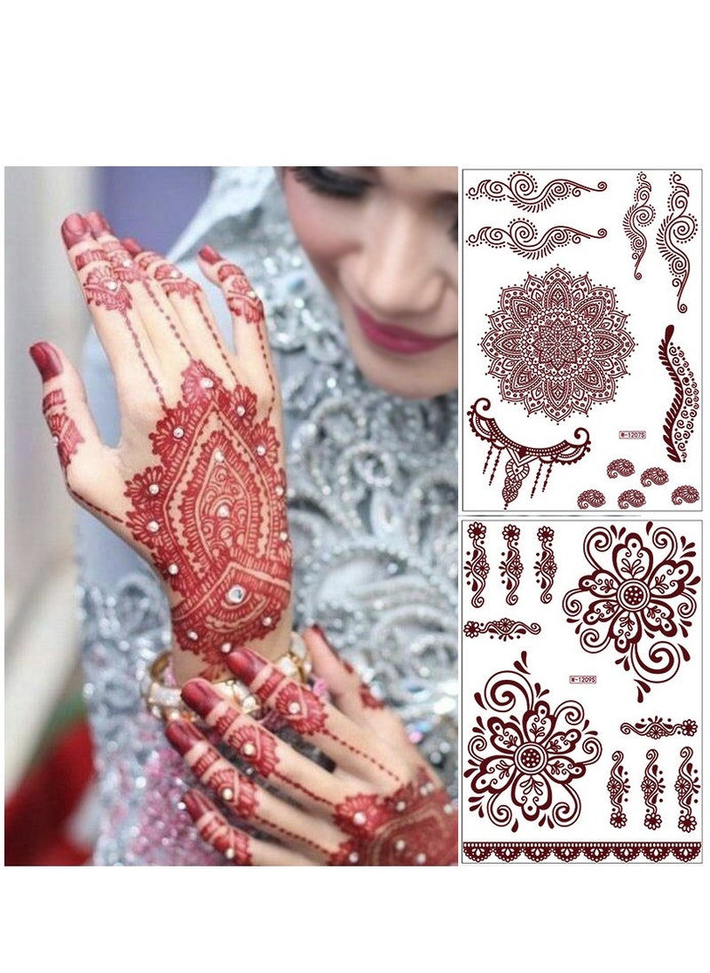 Generic - 9-Piece Henna Hand Waterproof Temporary Semi-Permanent Stickers - Image 1
