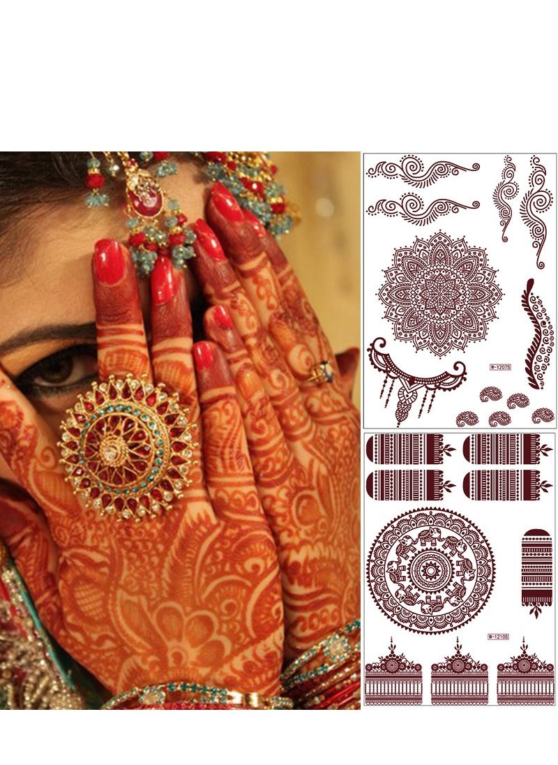 Generic - 9-Piece Henna Hand Waterproof Temporary Semi-Permanent Stickers - Image 1