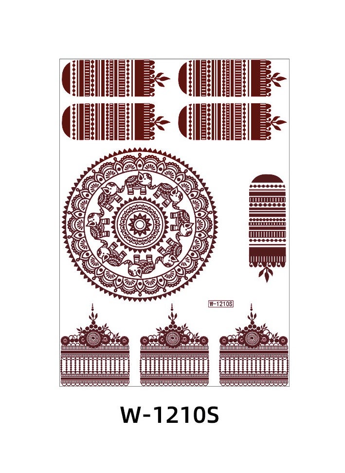 Generic - 9-Piece Henna Hand Waterproof Temporary Semi-Permanent Stickers - Image 1