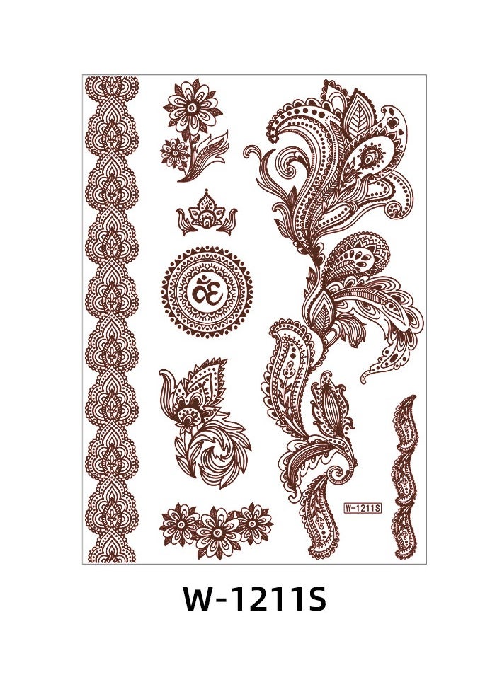 Generic - 9-Piece Henna Hand Waterproof Temporary Semi-Permanent Stickers - Image 1