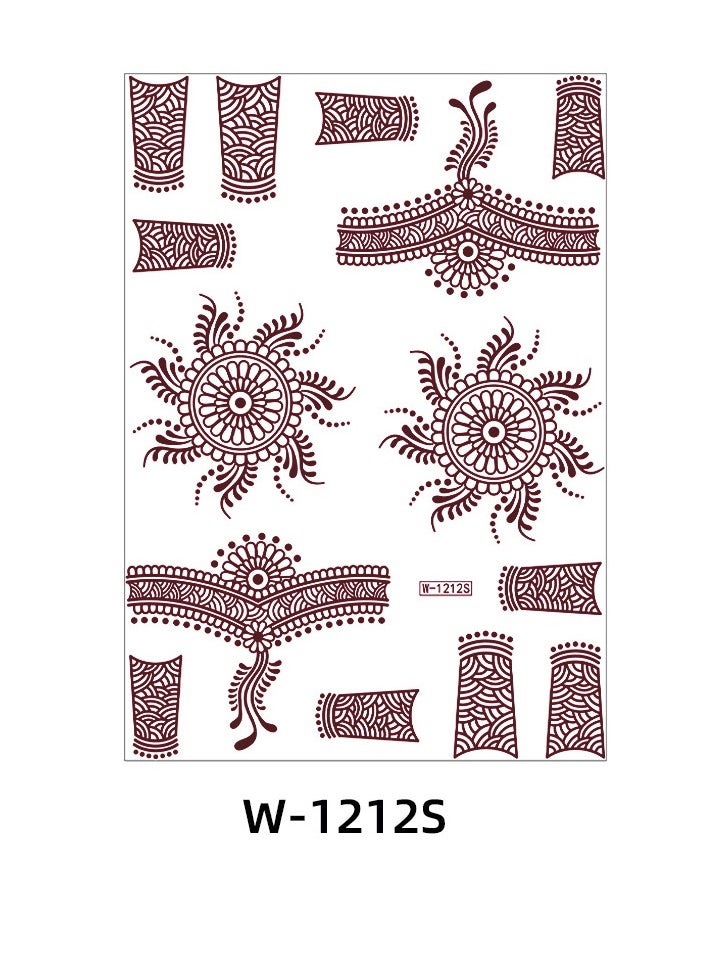 Generic - 9-Piece Henna Hand Waterproof Temporary Semi-Permanent Stickers - Image 1