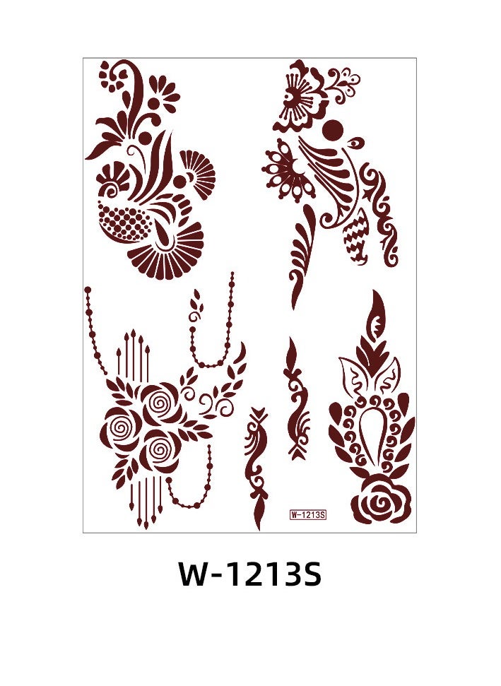 Generic - 9-Piece Henna Hand Waterproof Temporary Semi-Permanent Stickers - Image 1