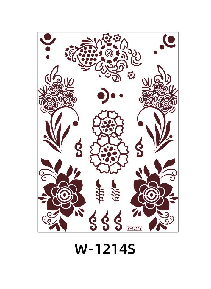 Generic - 9-Piece Henna Hand Waterproof Temporary Semi-Permanent Stickers - Image 1