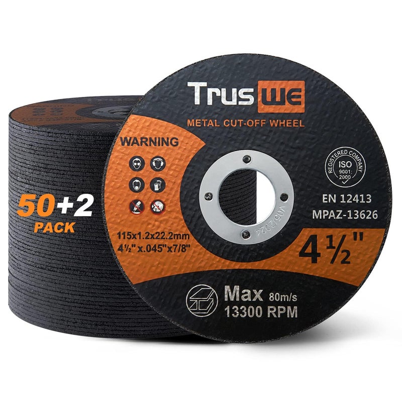 Truswe Cut Off Wheels 52 Pack,4 1/2 Inch,0.45 USD/Pack,Metal and Stainless Steel Cutting Wheel for Angle Grinder,Ultra Thin Cut-Off Wheel Cutting Disc (52 PCS 4-1/2 x .045 x 7/8 inch Cut Off Wheels) - Image 1