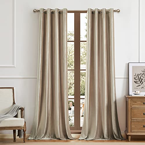 Bulbul Champagne Curtains 84 inch Length- 2 Panels Velvet Living Room Beige Blackout Window Drapes Curtain Thermal Insulated Room Darkening Decor Grommet Curtains for Bedroom - Image 5