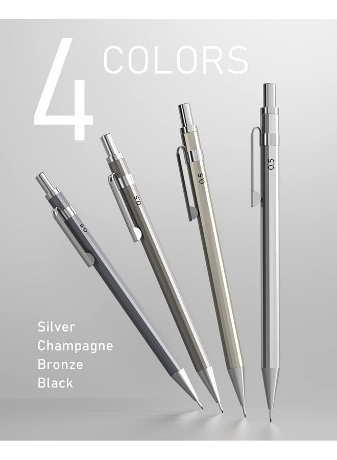 Nicpro 20Pcs 0.5Mm & 0.7Mm Metal Mechanical Pencils Set Lead Drafting Pencil For Artist Writing Sketching Drawing With 8 Tubes Hb Lead Refills 3Pcs 4B Erasers 9Pcs Eraser Refills Come With Case - Image 2