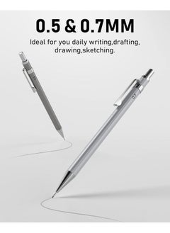 Nicpro 20Pcs 0.5Mm & 0.7Mm Metal Mechanical Pencils Set Lead Drafting Pencil For Artist Writing Sketching Drawing With 8 Tubes Hb Lead Refills 3Pcs 4B Erasers 9Pcs Eraser Refills Come With Case  - Image 4