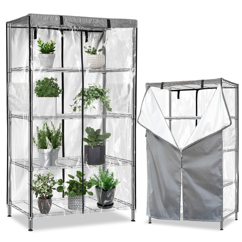 okcool Waterproof Shelf Cover,600D Heavy Duty Wire Shelving Unit Cover,Three Side See Through Panel Clearly Visible (Fits 48" Wx24 Dx72 H Shelves) - Image 1