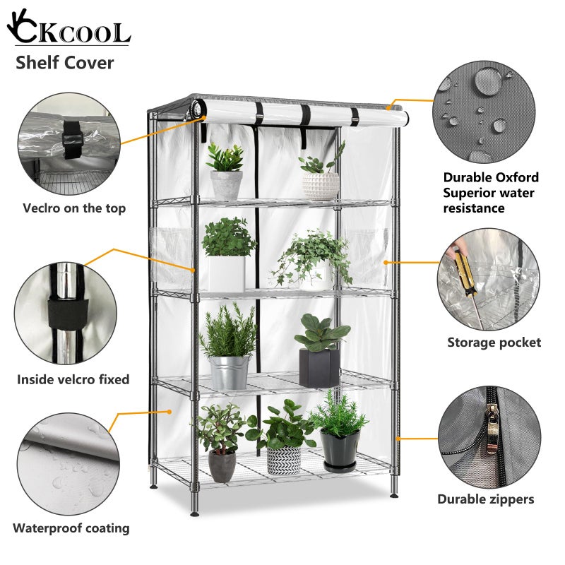 okcool Waterproof Shelf Cover,600D Heavy Duty Wire Shelving Unit Cover,Three Side See Through Panel Clearly Visible (Fits 48" Wx24 Dx72 H Shelves) - Image 4