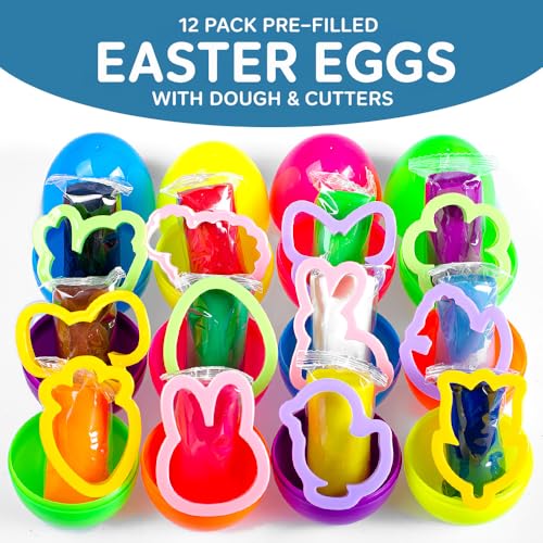Waybla 12Pack Prefilled Easter Eggs with Modeling Dough EasterShaped Cutters NonCandy Easter Gift Easter Basket Stuffers for Kids - Image 5