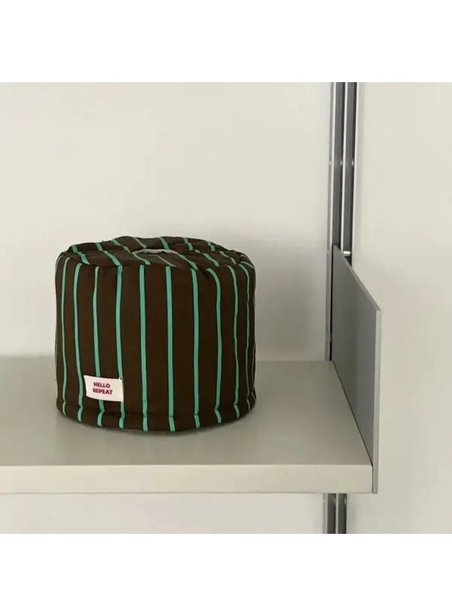Modern Minimalist Round Tissue Box Organizer Green Sturdy Space Saving Toilet Paper Holder - Image 5