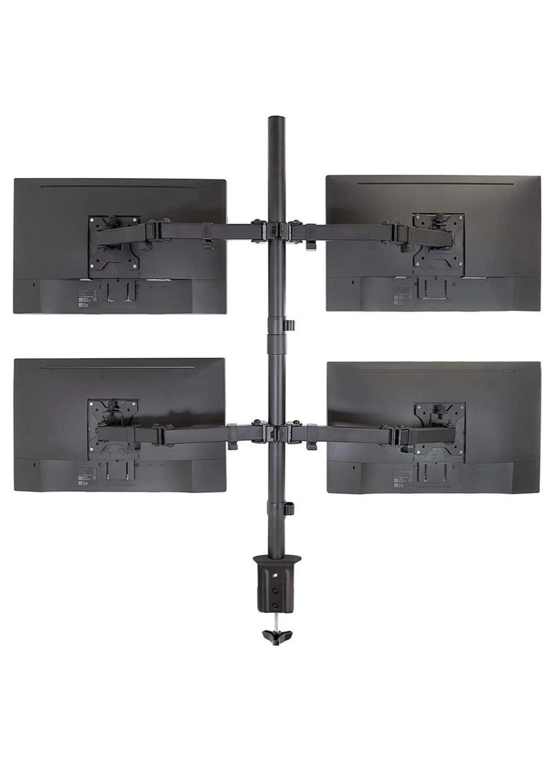 Quad LED LCD Monitor Desk Mount Adjustable Stand Holder Heavy Duty for 4 Screens 14"-26" | Height Adjustable | Gaming | Trading | Video Editing | Surveillance - Image 3