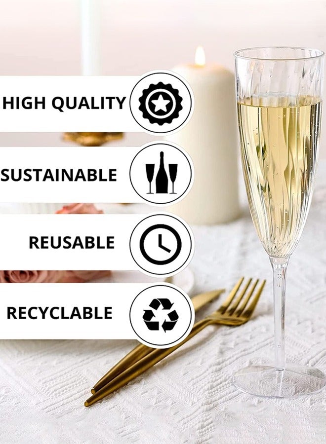 Garlo Glasses Flutes Disposable -Glasses Set of 12 for Wedding - One Piece Plastic Flutes - 6 oz Glasses - Mimosa Flutes - BPA Free Cups Set - Image 5