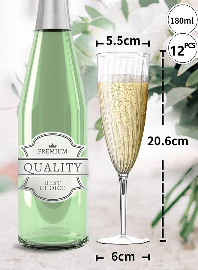 Garlo Glasses Flutes -Glasses Set of 12 for Wedding - One Piece Plastic Flutes - 6 oz Glasses - Mimosa Flutes - BPA Free Cups Set - Image 2