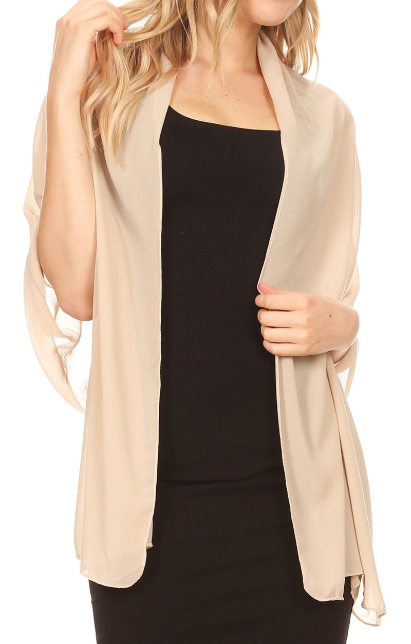 Sakkas ساكاس 18225 - جونا وشاح زفاف نسائي ناعم شفاف من الشيفون - بيج - 7029 - Image 1