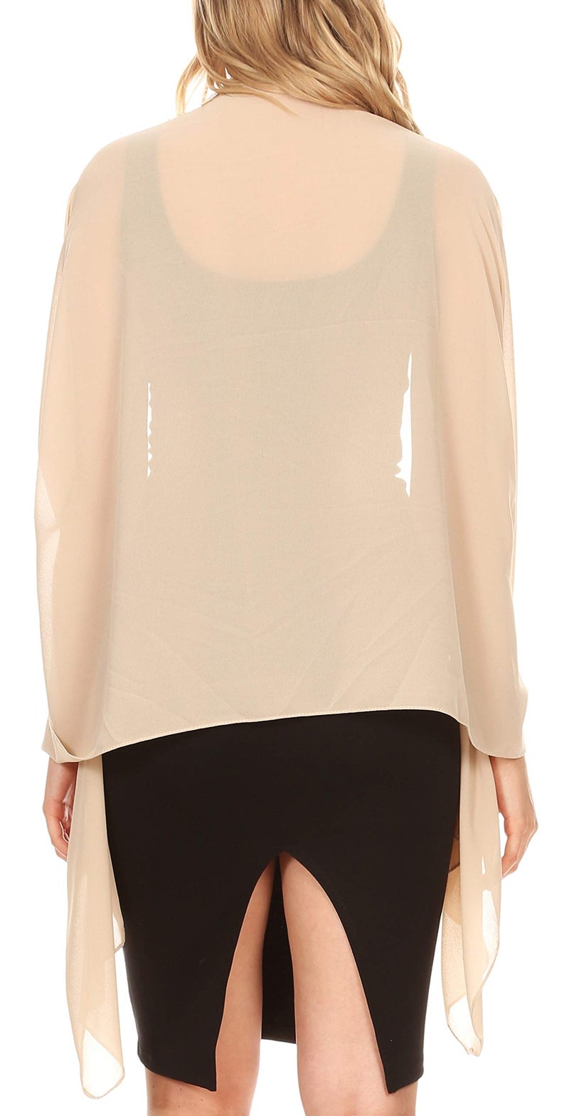 Sakkas ساكاس 18225 - جونا وشاح زفاف نسائي ناعم شفاف من الشيفون - بيج - 7029 - Image 2