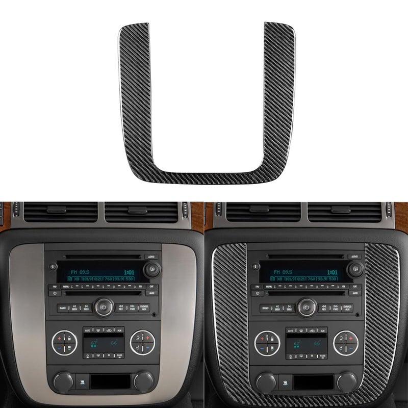 PJFUS Real Premium Black Carbon Fiber Sticker Car Central AC Control Panel U Type Frame Trim Set Compatible with Chevrolet AvalancheSilverado LTZ 20072013 Auto Interior Decoration Accessories