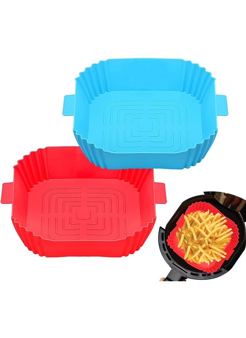 NIYANETAIL NIYANETAIL Air Fryer Silicone Liners 2 Pcs Square Silicone Basket for Air Fryer Heat Resistant Reusable EasytoClean Oven Accessories Nonstick Silicone Bowl Medium Size 