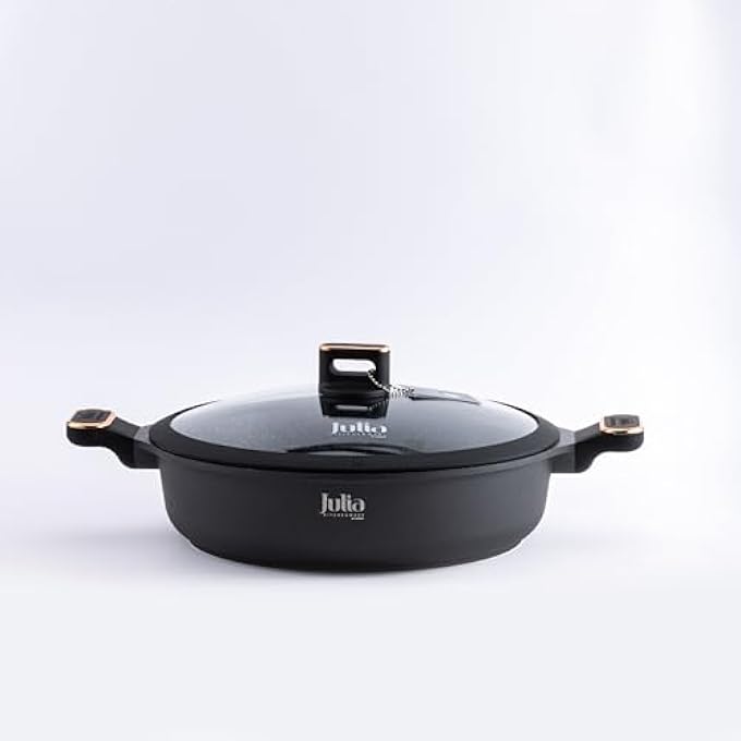 Julia ElitePro Plus Shallow Casserole With Lid 32 Cm Size Black - Image 2