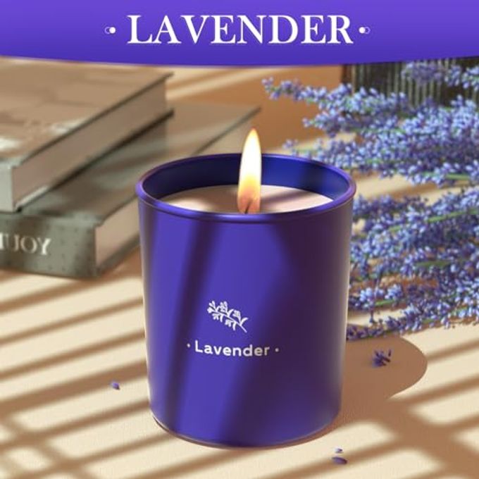 TranquilBliss Lavender Candles for Home Scented, 8 oz Scented Candles Present, Purple Jar Wax, Made with Soy for Women, 45 Hour Long-Lasting Burn for Mom Girl Friend Birthday Present Giving 1 Pack - Image 5