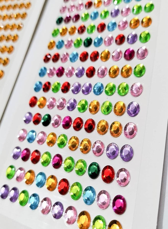Heart, Round, Flower Shape Stickers Rhinestones Acrylic Multicolor & Design Self Adhesive DIY Crafts (Pack of 3 Sheet) - Image 4