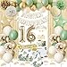 KISPATTI Sweet 16 Party Decorations Sage Green 16th Birthday Decorations for Girls 16th Happy Birthday Banner Birthday Sash Crown Tablecloth Fringe Curtain for Girls Sweet Sixteen Party Decorations 16th Bday - Image 2