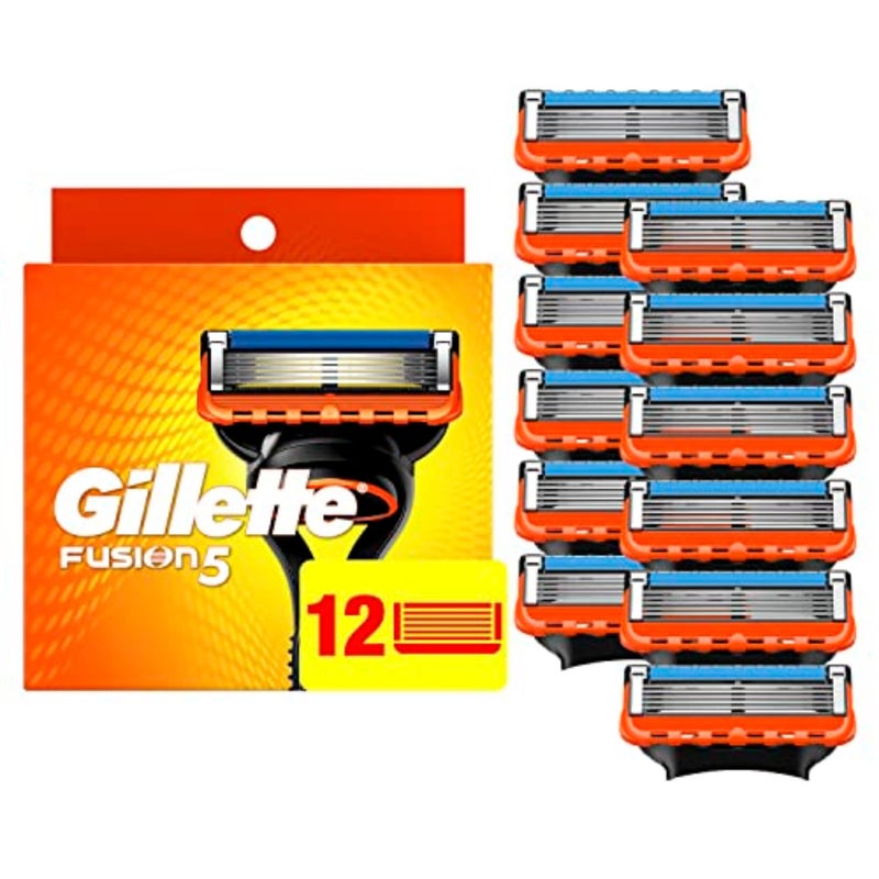 Gillette Fusion5 Razor Blade Refills for men- 12 Count â€“ 5-Bladed with Lubrication Strip and Precision Trimmer - Image 1