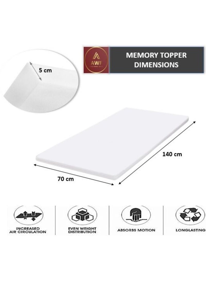 AL WADI FURNITURE AWF AL WADI FURNITURE 5cm Thick Luxury Soft Ventilated Visco Memory Foam Toddler/Crib/Baby Bed Mattress Topper,with Removable Belgium Jacquard Cotton Non-Slip Cover, Max Back Support - 70W x 140L cm  - Image 2
