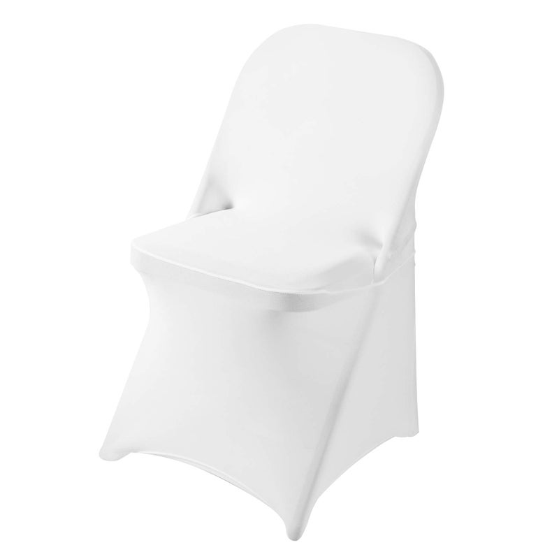 Ascoza 6 Pack White Spandex Folding Chair Covers in Stretch Washable Fabric for Wedding PartyHolidaysCelebration and Other Special Events