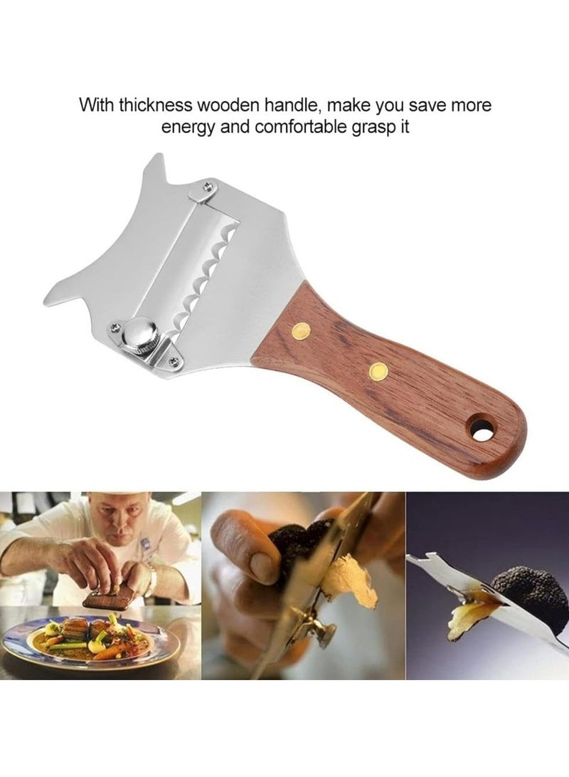 إسكدنيا مقسم الكمأة القابل للضبط مع لوحة من الفولاذ المقاوم للصدأ ومقبض خشبي - Image 4