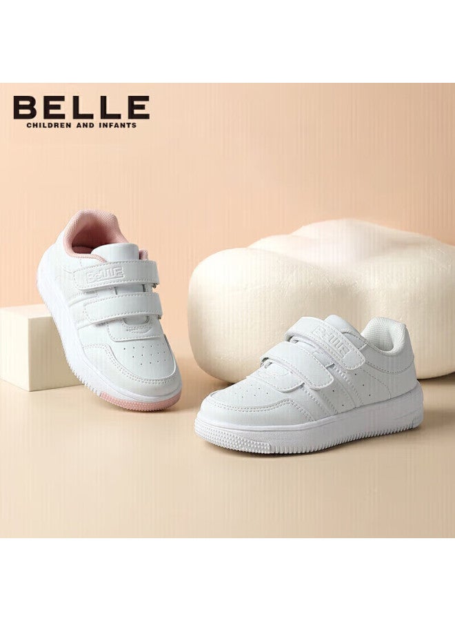 بيلي Belle أحذية الأطفال، سنيكرز للأطفال، أحذية بيضاء للأولاد والبنات، أحذية رياضية قابلة للتنفس، أحذية مدرسية عادية للربيع والخريف، وردي، المقاس 28 - Image 1