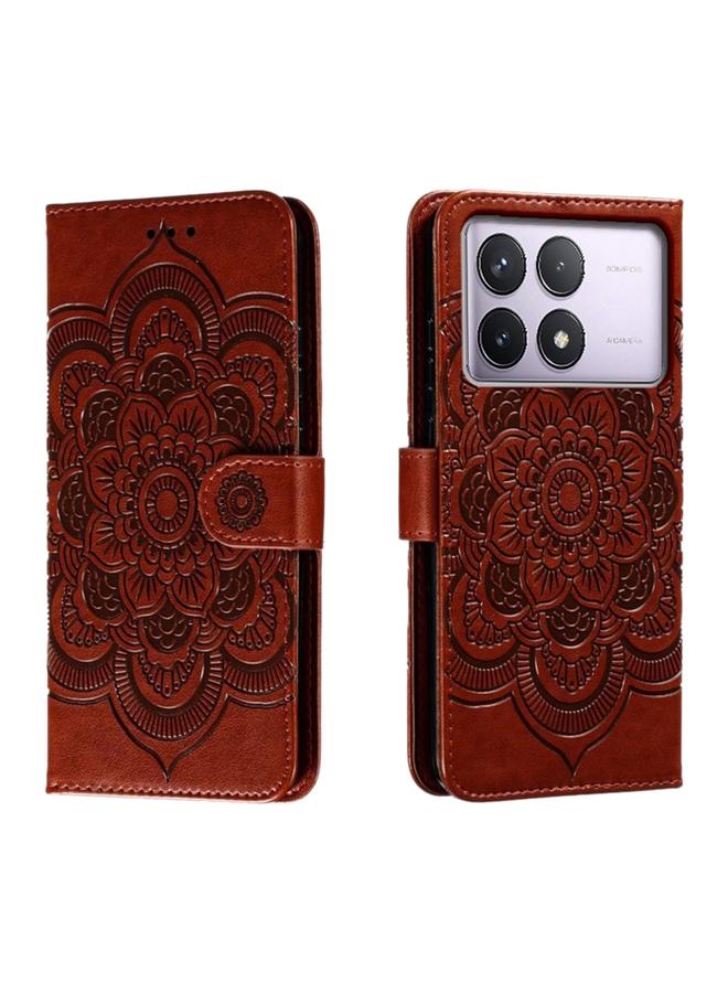 Case For Xiaomi Redmi K70 Sun Mandala Embossing Pattern Phone Leather Case