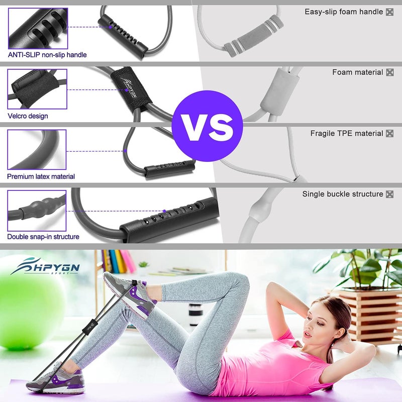 HPYGN Resistance Bands, Figure 8 Exercise Bands for Women Men, 8 Shaped Resistance Bands for Arms, Chest Expander, Yoga Gym Fitness Pulling Rope 8 Word Elastic for Exercise Muscle Training Tubing - Image 4