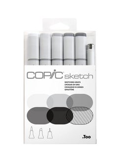 COPIC Sketch Alcohol Marker 5 Colors + Multiliner Sp Set, Sketching Grays  - Image 1