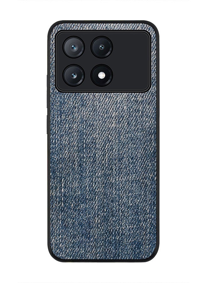 Stylizedd حافظة حواف سوداء متينة لهاتف Xiaomi Poco X6 Pro، حافظة مرنة رقيقة من المطاط ضد السقوط - طباعة دنيم داكنة - Image 1