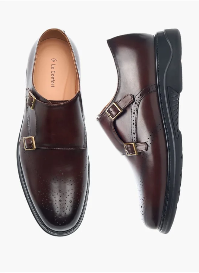 لو كونفورت Mens Textured Slip-On Monk Shoes