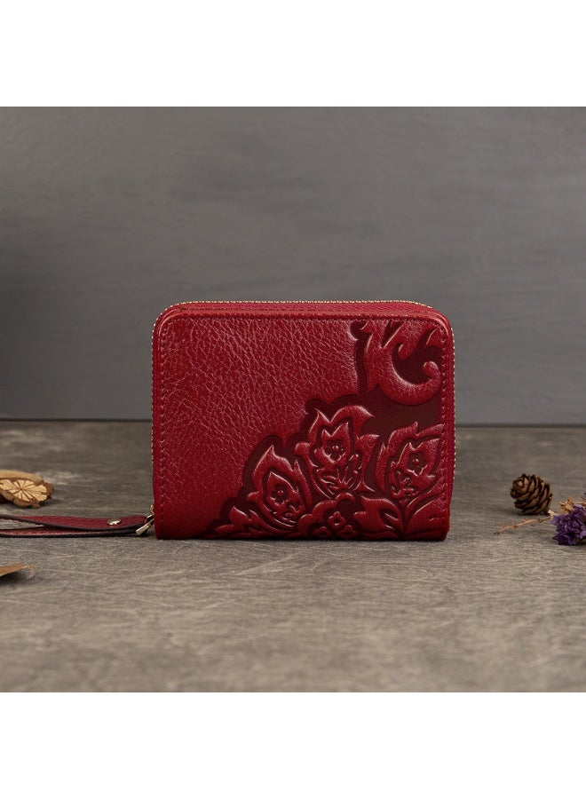 Mark Fairwhale New Leather Retro Embossed Multifunctional Large Capacity Coin Purse - Image 1