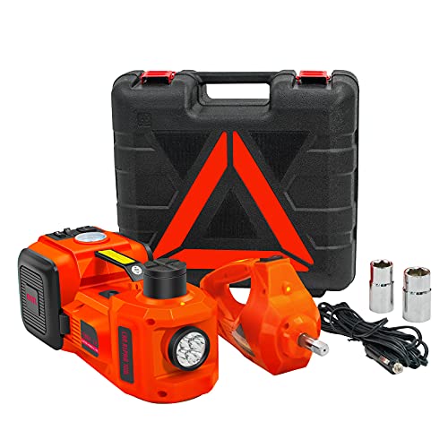 E-HEELP Electric Car Jack Kit 5Ton 12V Hydraulic Car Jack Lift (Lifting Range: 6.1~17.7 inch) with Electric Impact Wrench for SUV MPV Sedan Truck Change Tires Garage Repair - Image 1
