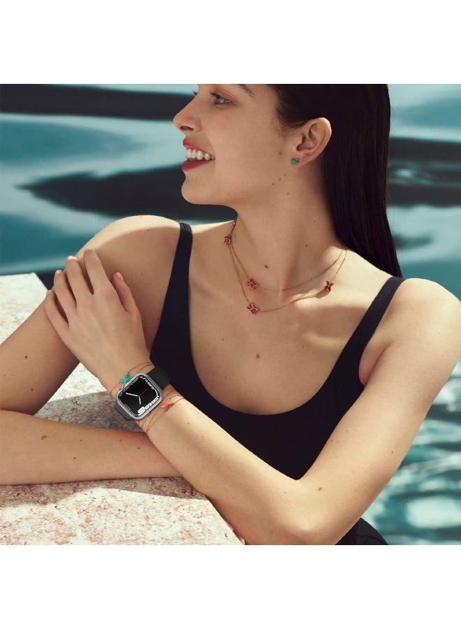 Protective Case Compatible with Apple Watch Bumper 41mm with Anti-Scratch Tempered Glass Screen Protector Film,360 Shockproof PC Cover... - Image 3