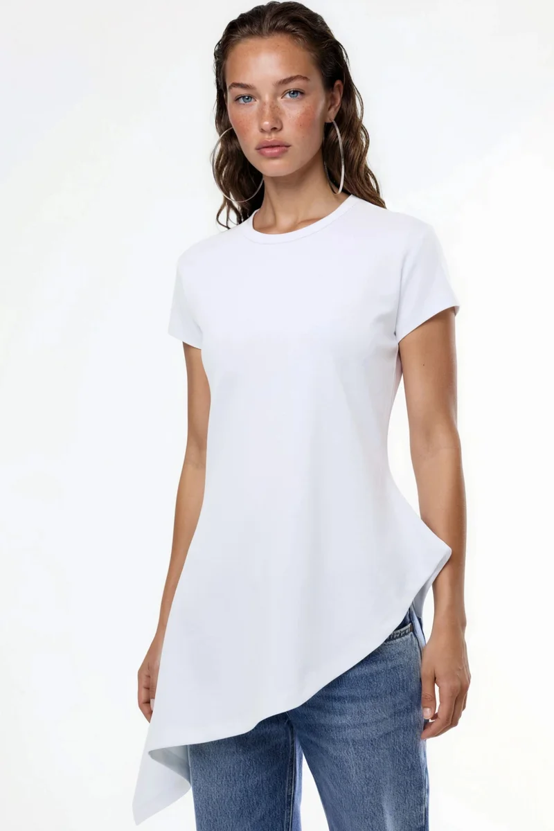 بوسيم BUSEM Long Cotton-Blend Crew Neck T-Shirt