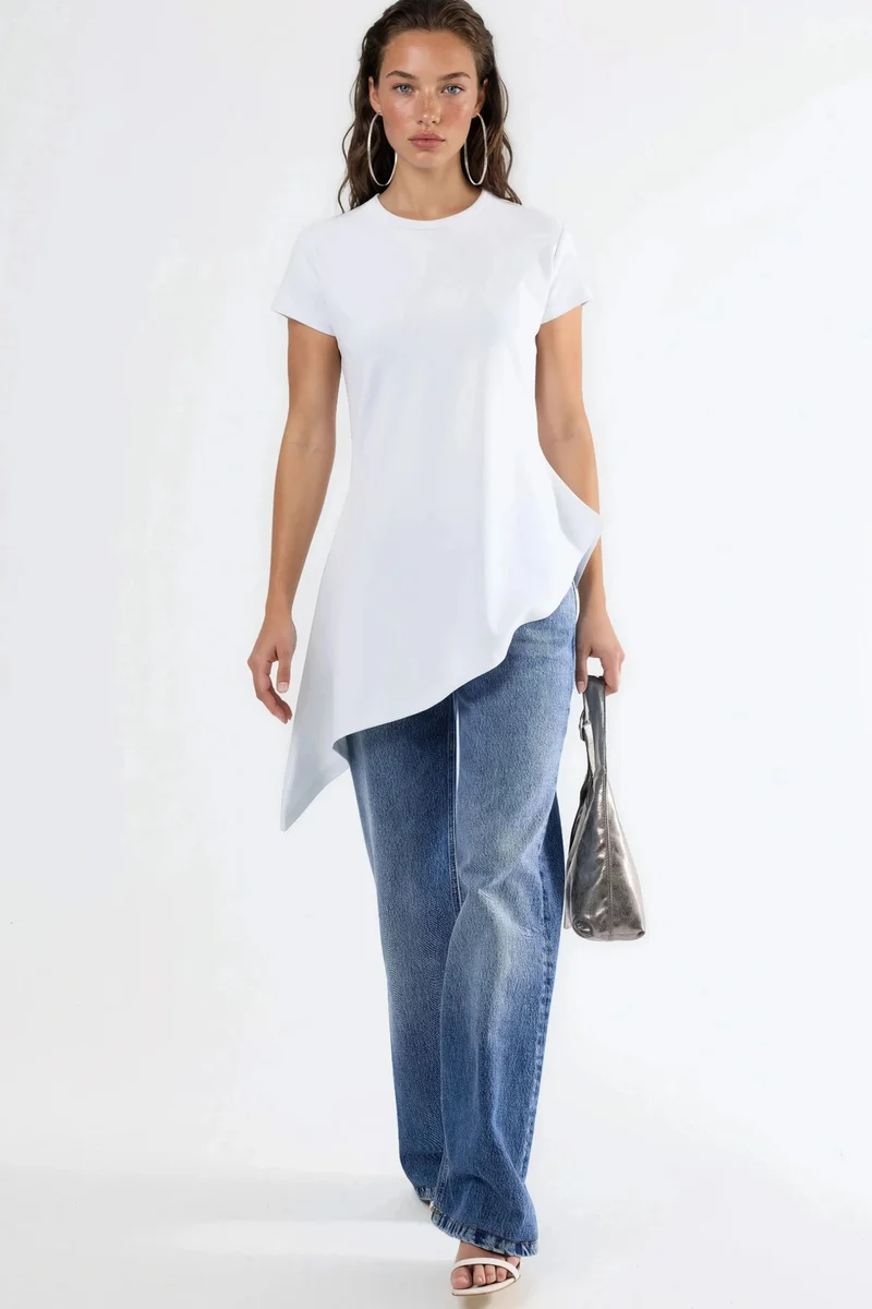 بوسيم BUSEM Long Cotton-Blend Crew Neck T-Shirt