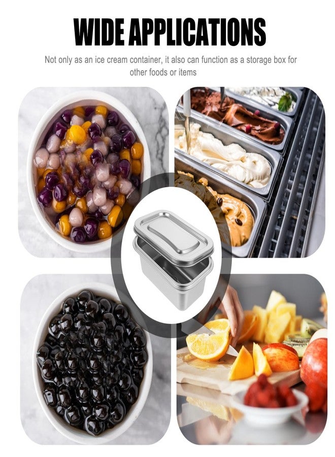 Bestonzon Stainless Steel Food Storage Container, Mini Ice Cream Holder Box Fridge Organizer Case Metal Freezer Bin Airtight Snack Bowl Reusable Refrigerator Boxes - Image 5