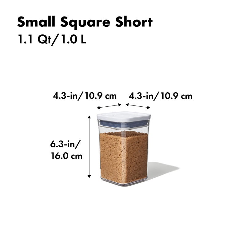OXO OXO Good Grips POP Container - Airtight Food Storage - Small Square Short 1.1 Qt Ideal for 1 lb of brown sugar or confectioner's sugar  - Image 3