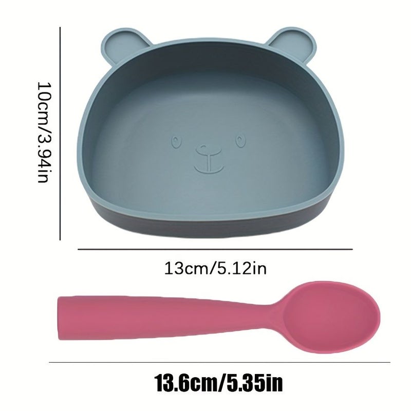 Sea Blue Kids D Shape Bowl Spoon Holiday Gift Set - Image 2