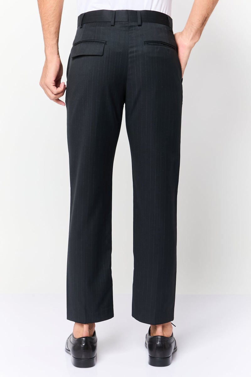 SELECTED Men Regular Fit Stripe Straight Pants, Black - Image 4
