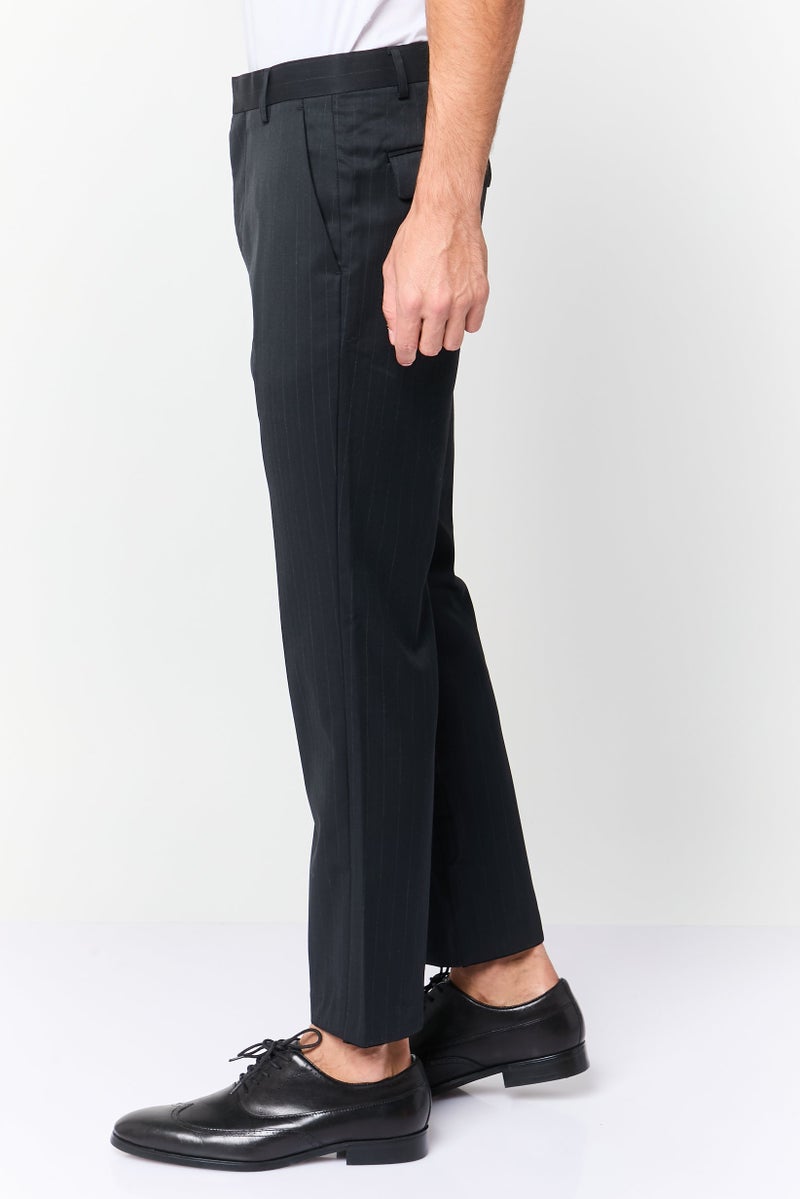 SELECTED Men Regular Fit Stripe Straight Pants, Black - Image 3