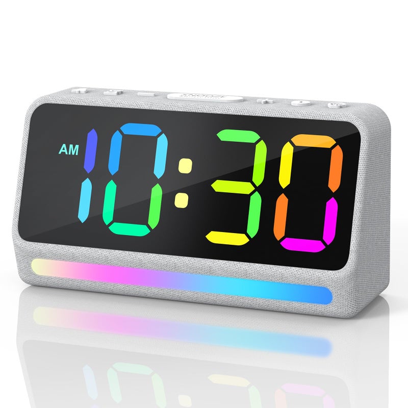 REACHER Extra Loud Alarm Clock for Heavy Sleepers Adults 5 Extremely Loud Wake Up Sounds Kids Alarm Clock for Teens Boys Bedrooms LED Digital Display 7 Color Night Light Dimmer Bedside - Image 2
