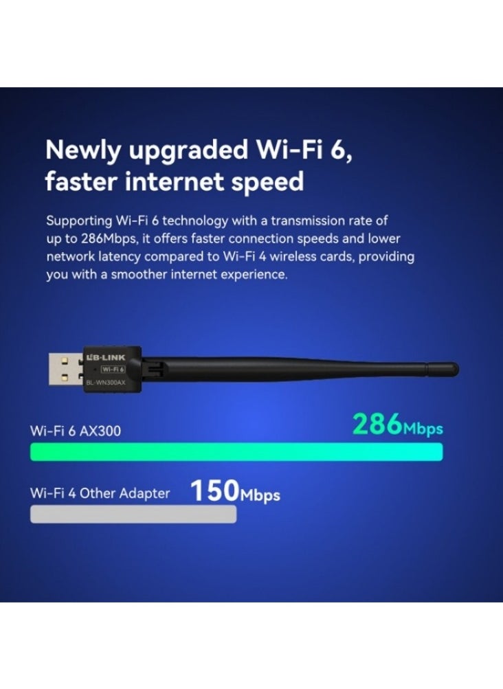 LB-LINK LB-LINK WN300AX AX300 WiFi 6 USB Adapter with High Gain Antenna  - Image 3