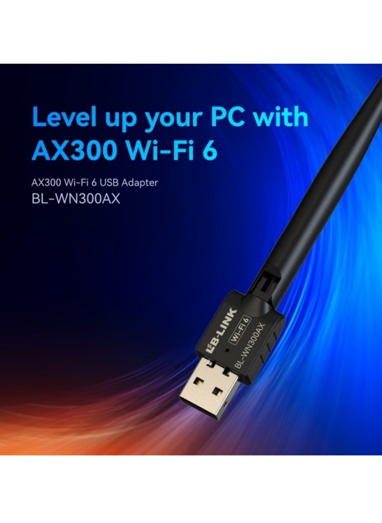 LB-LINK LB-LINK WN300AX AX300 WiFi 6 USB Adapter with High Gain Antenna  - Image 1