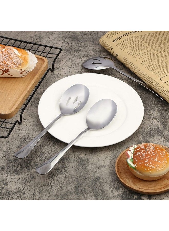 HansGo 6Pcs Serving Spoons Including 3 Stainless Steel Serving Spoons And 3 Slotted Spoons Large Serving Utensil For Wedding Party Family Dinners - Image 5